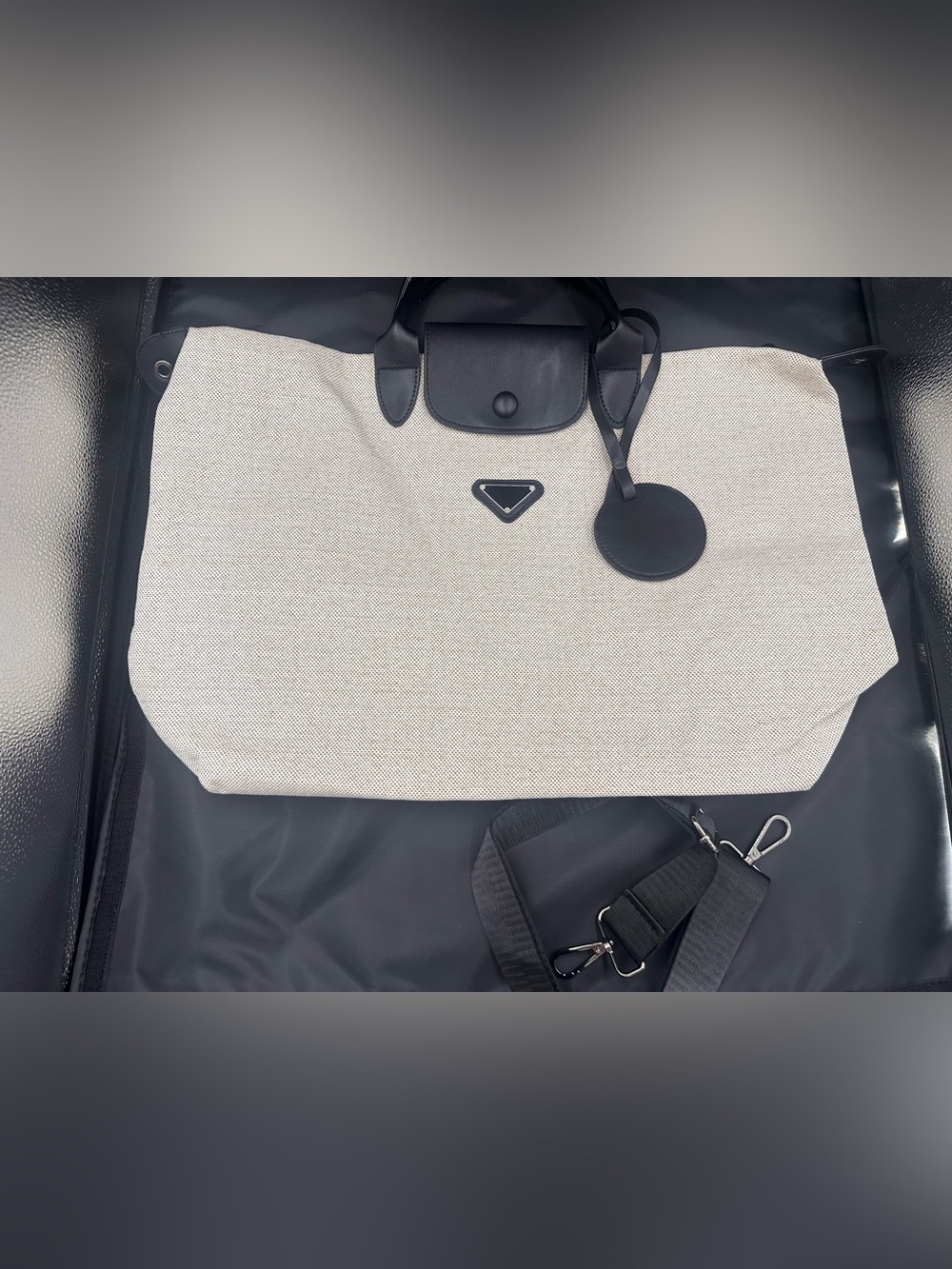 Canvas Tote Bag with Black Trim - Neutral